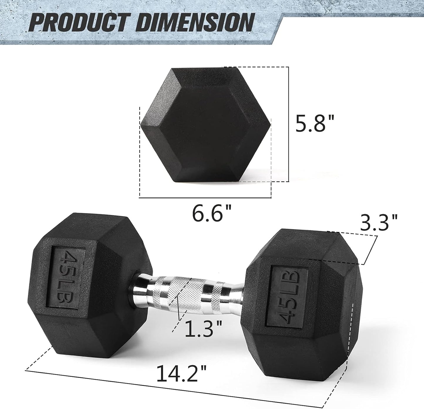 RitFit 5-300LBS Rubber Encased Hex Dumbbell Sets with Optional Rack for Home Gym, Coated Hand Weights for Strength Training, Workouts