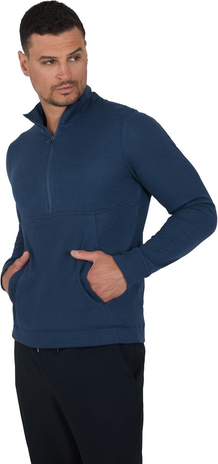 90 Degree By Reflex Soft Half Zip Pullover Long Sleeve Workout Running Shirt for Men