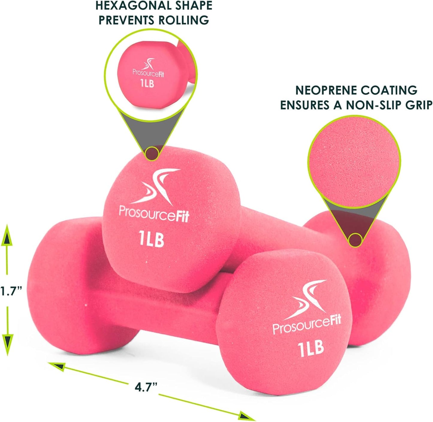 ProsourceFit Neoprene Dumbbell Coated for Non-Slip Grip, 10 lb