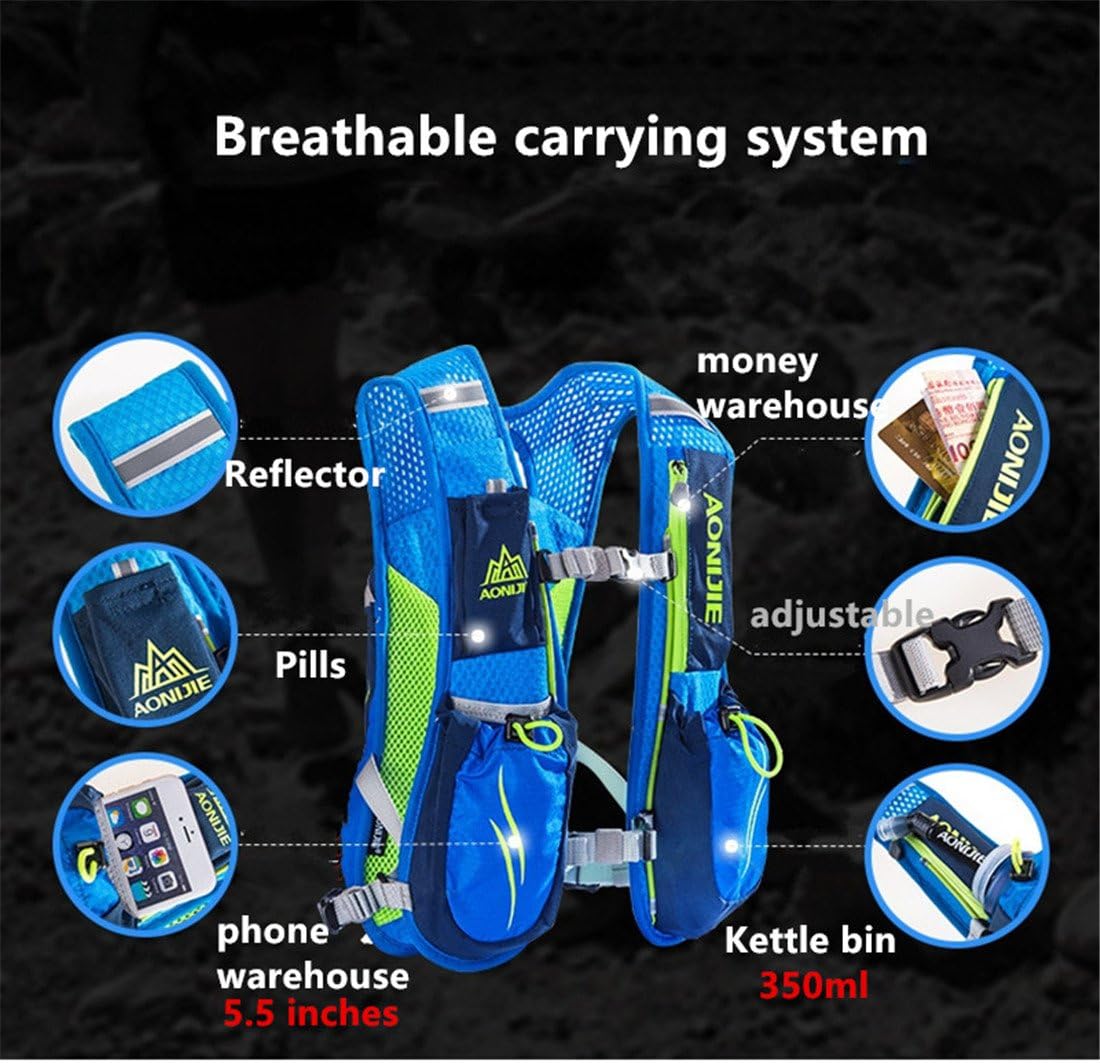 AONIJIE Lightweight Unisex 5.5L Running Race Hydration Vest Hydration Pack Backpack Riding Bag
