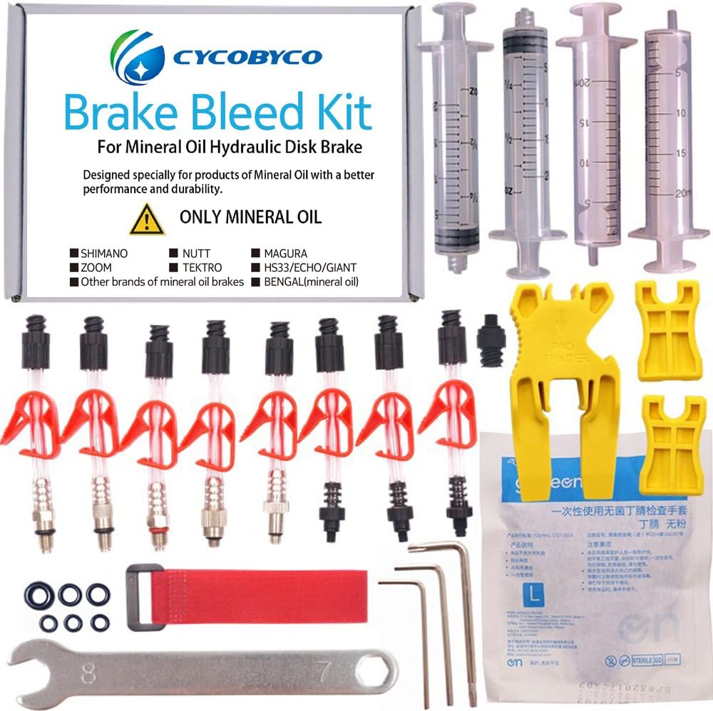 Mineral Oil Bicycle Hydraulic Disc Brake Bleed Kit for All Series Shimano/Magura/Tektro/Zoom/CSC/Echo/Giant / HS33 / Nutt Cycling (Professional kit)
