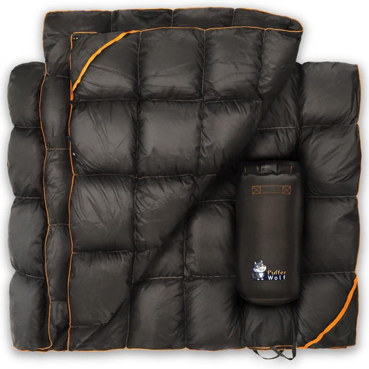 | Extra Large Double Insulated Outdoor Camping Blanket | 2X Puffy, Warm, Packable, Weatherproof, Durable, and Lightweight | Top Quilt for Hiking, Backpacking, Stadium Events, Picnic Use