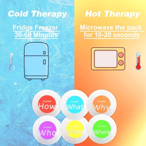 Boo Boo Ice Packs - Cold Compress Packs with Star Cartoon Design, Instant Pain Relief for Injuries, Teething, Bumps & Bruises - Child-Safe Cooling Pads for First Aid Kits (6 Rainbow ice Pack)