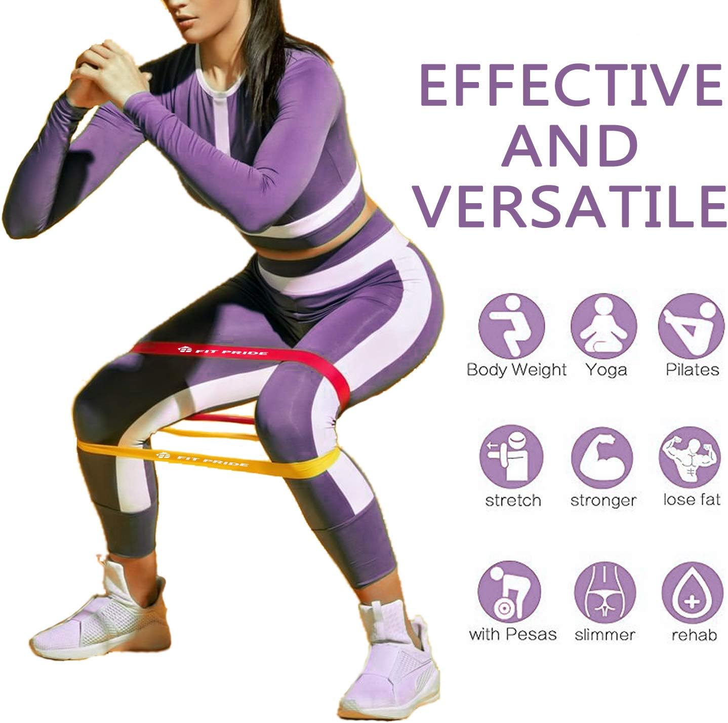 Resistance Loop Exercise Bands with Carry Bag and Ebook,5 Pack Premium Workout Bands for Legs and Butt, Yoga, Pilates, Strength Training, Home Fitness