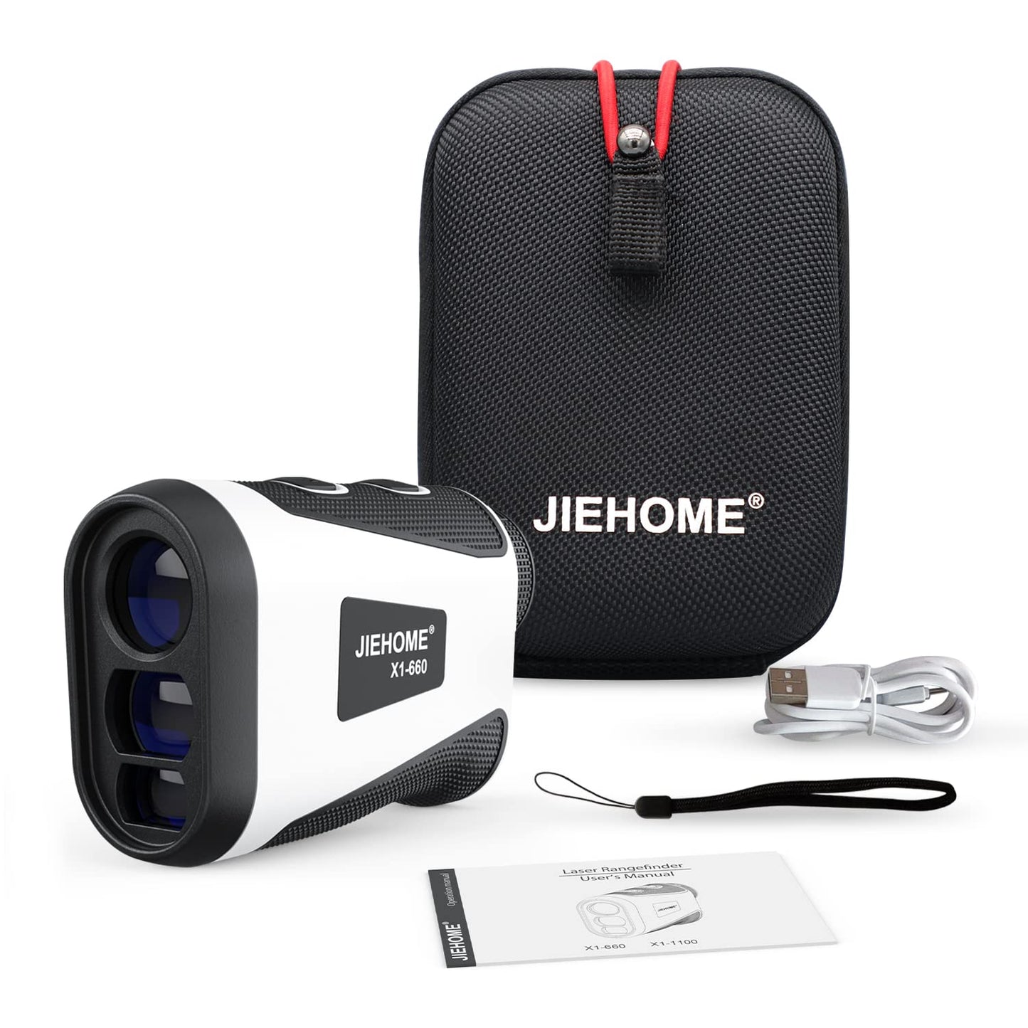 JIEHOME Golf Range Finder X1 660 Yards Rangefinder with Slope Flagpole Lock Vibration 6X Magnification Rechargeable Hunting Laser Rangefinders Golfing Rangefinder Disc Bowhunting