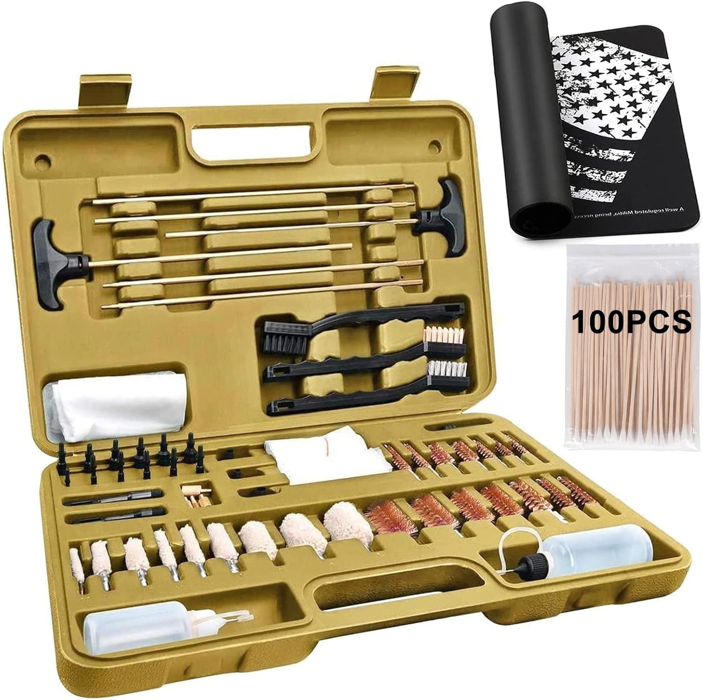 iunio Gun Cleaning Kit, Universal Gun Cleaning Kit for All Caliber Shotgun Pistol Rifle Cleaning Kit with Mat Portable Case