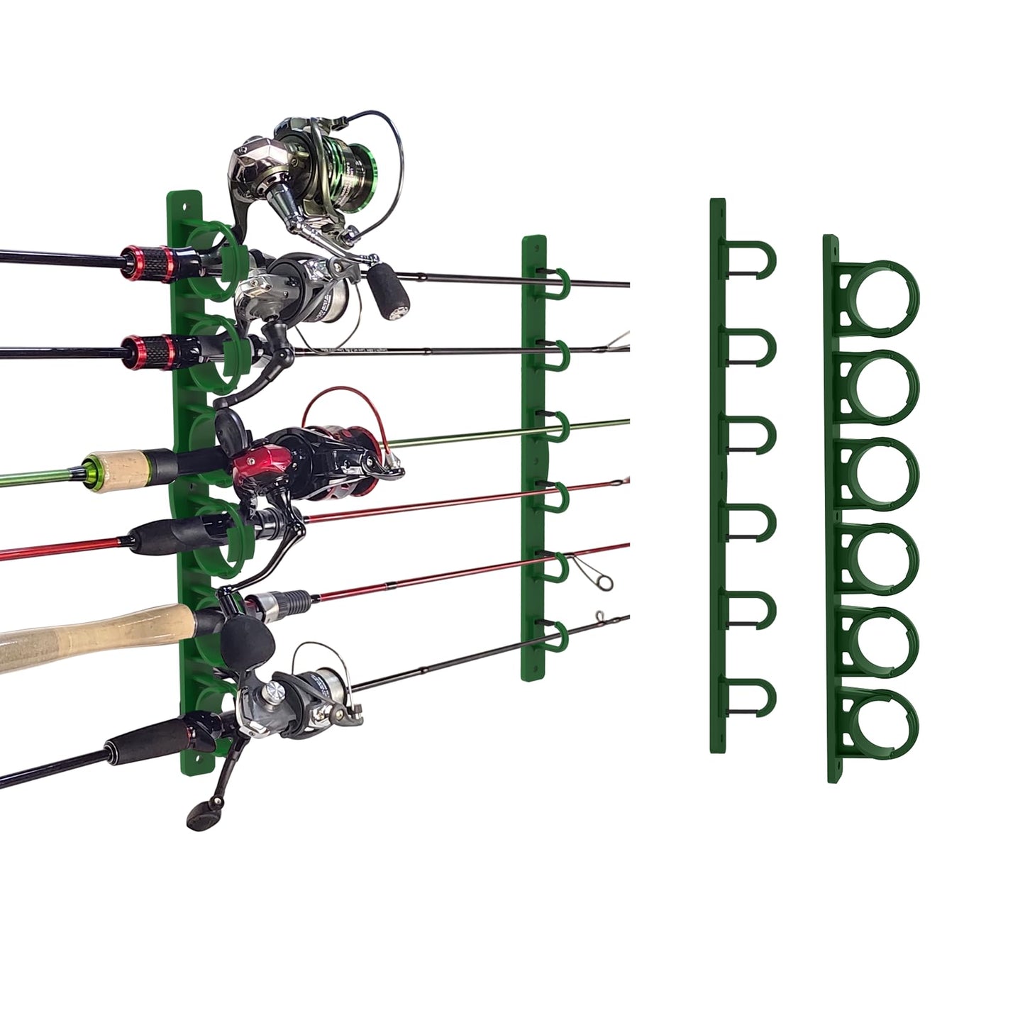 Aventik Vertical/Horizontal Fishing Rod Holder For Garage, Wall, Ceiling Holds Up To 6/12 Fishing Pole Holders (Green)