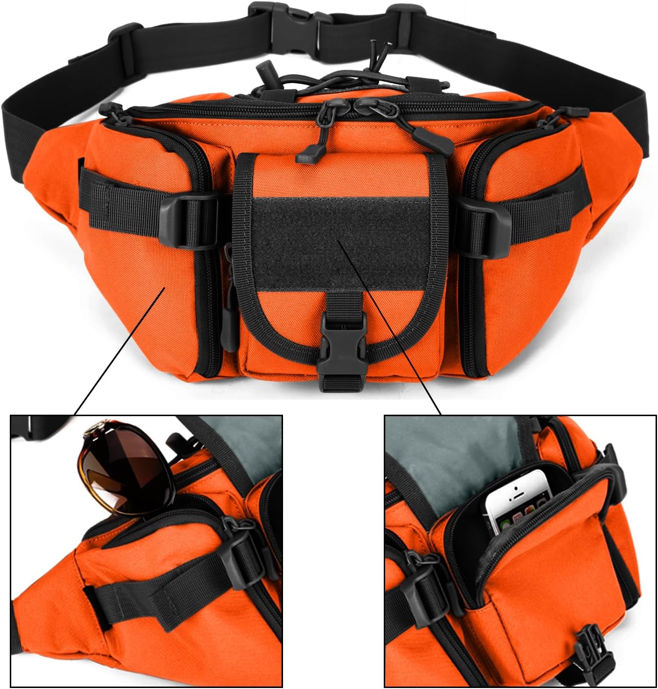 ArcEnCiel Tactical Fanny Pack for Men Waist Bag Hip Belt Outdoor Hiking Fishing Bumbag with Patch
