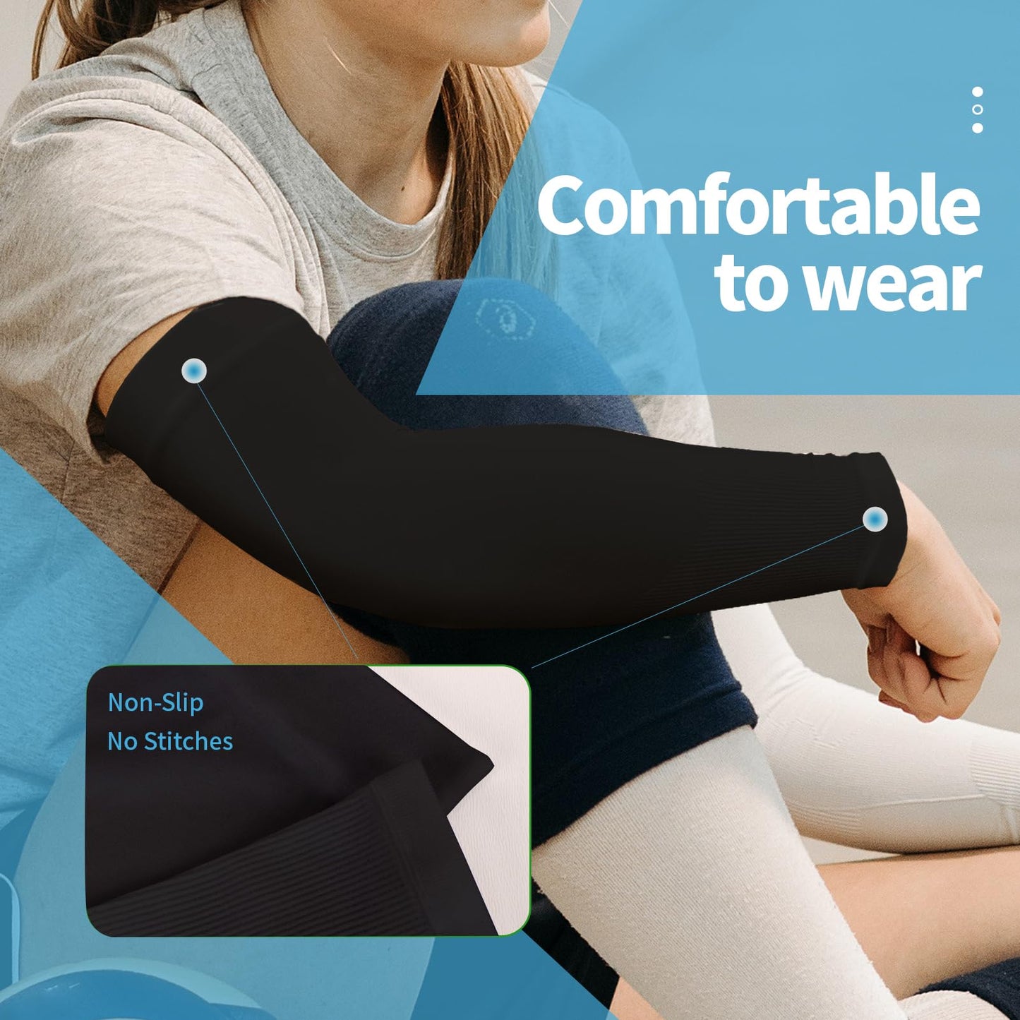 YESLIFE 6 Pairs UV Sun Protection Arm Sleeves for Men & Women, UPF 50 Sports Sleeve, Sleeves to Cover Arms (2 Black, 2 Light Grey, 2 Dark Grey)