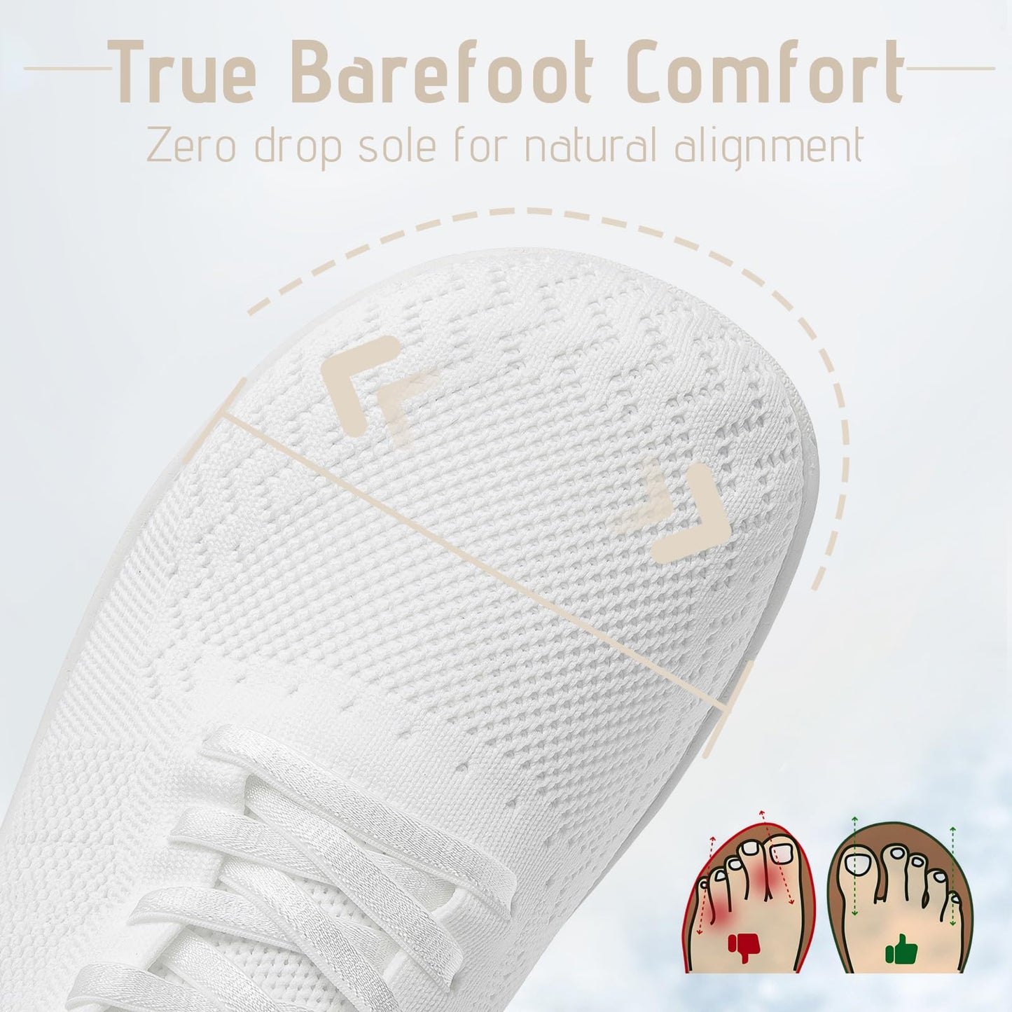 VXGGVX Barefoot Shoes Women Tennis Running Barefoot Shoes Wide Toe Box Walking Casual Slip On Slippers Breathable Minimalist Sneakers White 10
