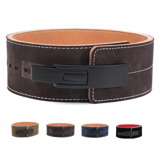 TOUGERJOY 10MM Weight Power Lifting Leather Lever Pro Belt Gym Training Black-Weightlifting Belt for Men and Women – Support Back and Core During Heavy Powerlifting Deadlifts and Squats
