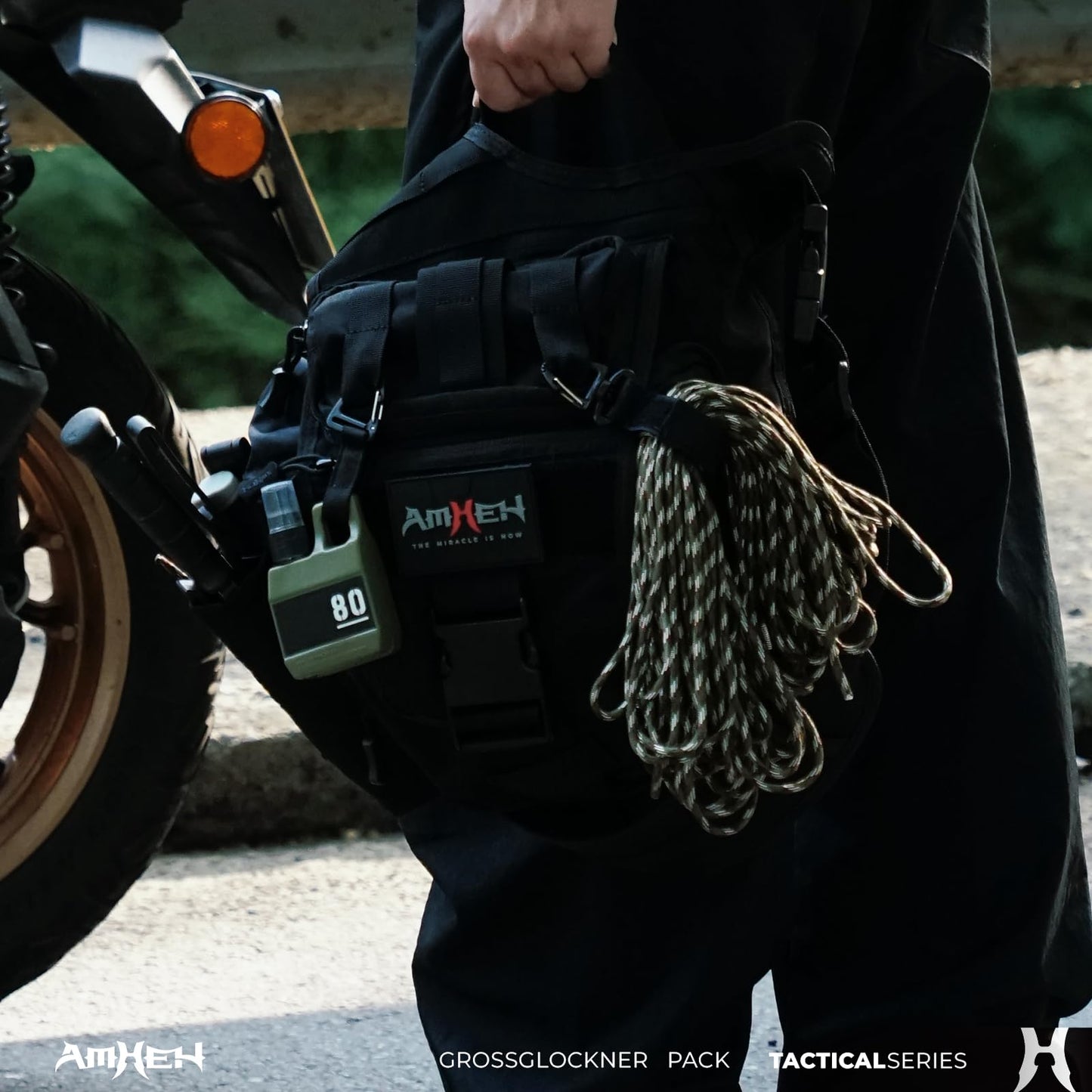 AMHEH Tactical Messenger Bag 10L Military Molle Crossbody Sling Backpack EDC Satchel with Multiple Pockets Waterproof for Men (Black)