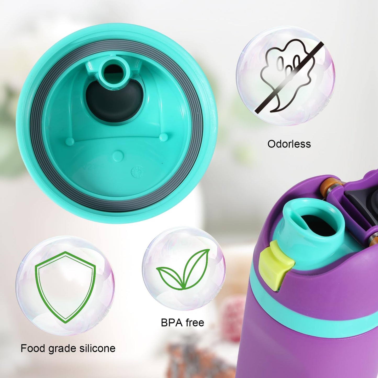 6pcs Water Bottle Gasket + Crochet, O Ring Water Bottle Gasket Replacement Parts Silicone Lid Seal Ring Accessories for Owala FreeSip 19/24/32/40oz