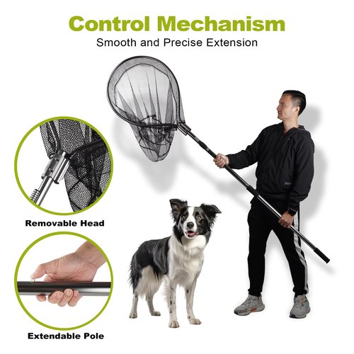 Smarkey Dog Catch Net Pole, Animal Catching Net, Wildlife Control Tool, Large Fish Landing Net for Chicken Raccoon Duck Goose Bird Skunk Bat Raccoon Guinea Fowl Feral Cat Pigeon Tuna Goat - Heavy Duty