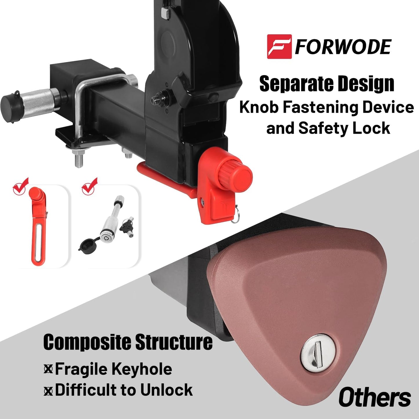 Forwode 4 Bike Hitch Mount Rack, Tiltable Foldable Bicycle Carrier Wobble Free Locking Hitch Quick Release 2-Inch Receiver Black (C-Upgraded versin, 4Bike)