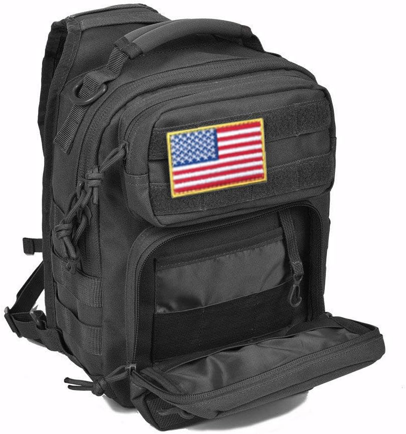 FAMI Tactical Sling Bag Pack Military Rover Shoulder Backpack EDC Assault Range Bag, Water-Resistant with Flag Patch