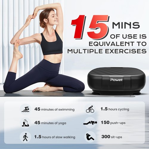 Vibration Plate Exercise Machine, 99 Speed Levels Mini Whole Body Workout Vibration Plate for Lymphatic Drainage with 5 Setting Modes for Shaping, Weight Loss, Toning (Black)