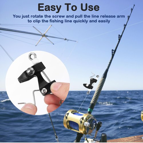 VercanMonth 6 Pcs Outrigger Release Clips Downrigger Release Clips with Adjustable Tension Planer Board Clips Downrigger Fishing Kite for Trolling Offshore Fishing Accessories (White)