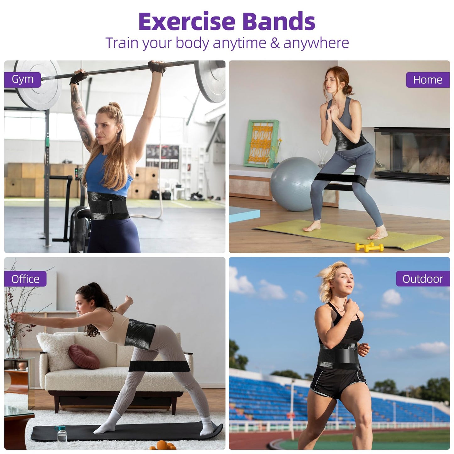 Hayunfiys 4 Rolls 60 Meters Black Osmotic Plastic Body Wrap Exercise & Fitness Sweat Enhancer Anti-Shedding Yoga Training Band Set, DIY Sauna Wrap Pilates Workout