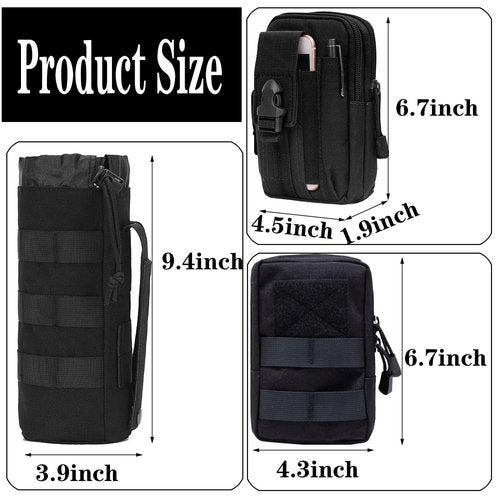 LUYEJKO 3 Pack Molle Pouches,Utility Tactical Pouches and Tactical Bag Attachments (Black)