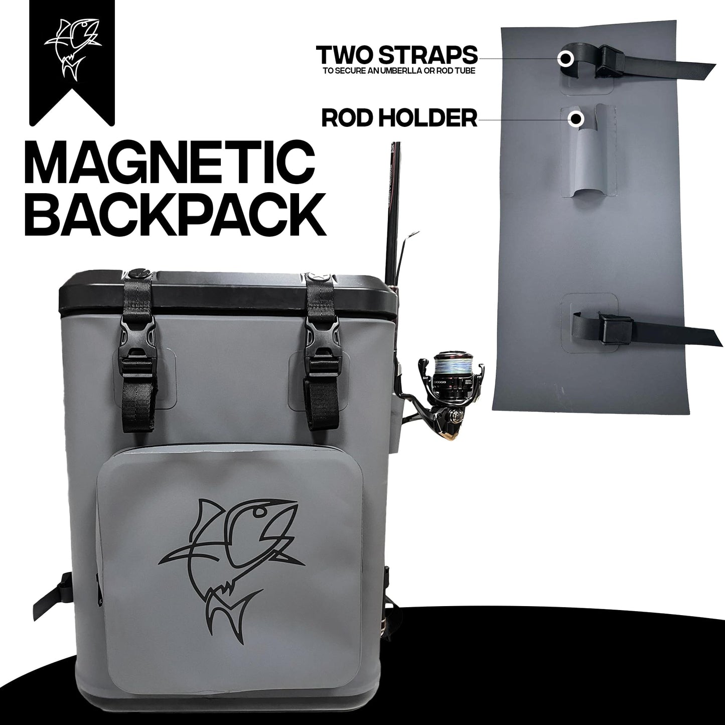 Fish Kill Bags Backpack Coolers Insulated Leak Proof, Fishing Backpack with Cooler Lightweight, Magnetic Closure Waterproof Durable for Camping & Hiking - Gray