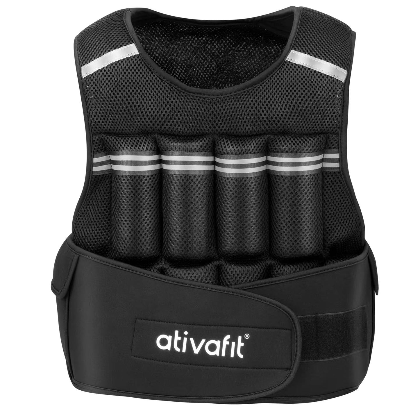 Ativafit Adjustable Weighted Vest Women Men with Reflective Design 2 4 6 8 10 12 14 16 18 20 22 Lbs Running Vest for Strength Training, Walking, Jogging, Weightlifting, Running Men Women Kids 2-22 Lbs (Black)