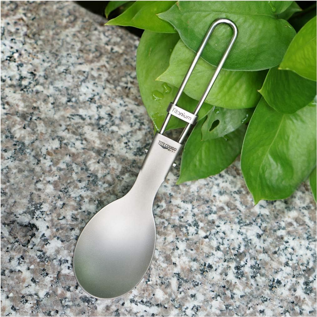 GADIEMKENSD Ultralight Outdoor Titanium ladle Healthy Camping Scoop Folding Spoon 18g
