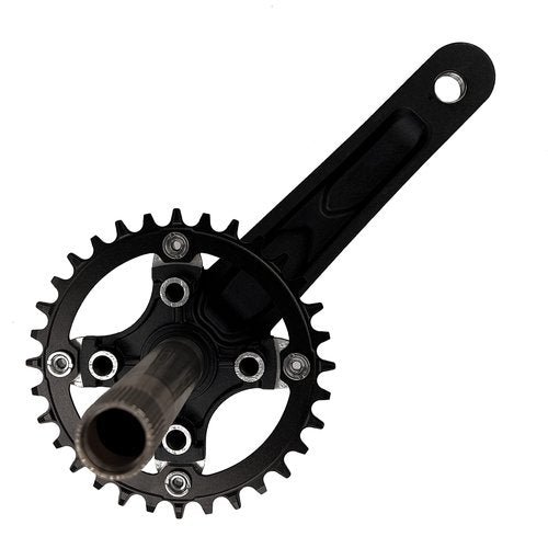 DECKAS 170mm Crankset, 104BCD 32T 34T 36T 38T Round Single Speed Narrow Wide Tooth Chainring and Crank Arm Set for MTB BMX Road Bicycle (Black 32T)