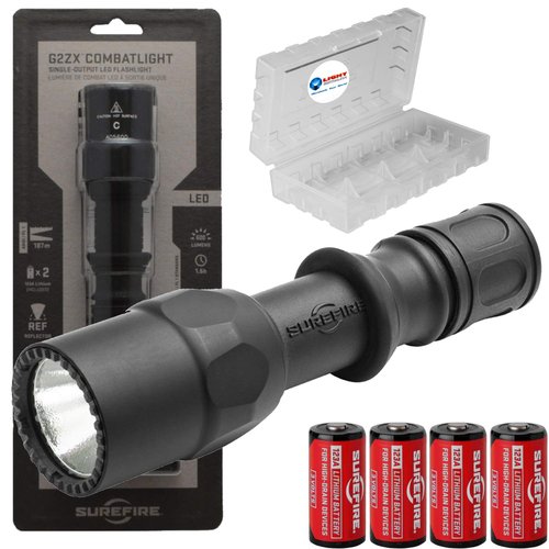 Sure Fire G2ZX Combat Light 600 Lumen Tactical Flashlight with 4 Extra 123As and Lightjunction Battery Case