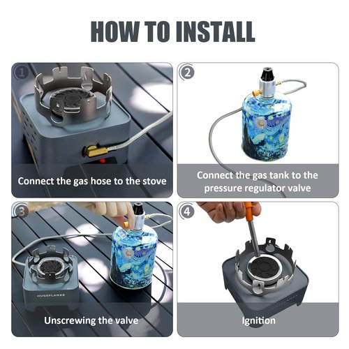 Propane Camping Stove with Carrying Case & Ignition Portable Gas Stove for Outdoor Camping BBQ Hiking
