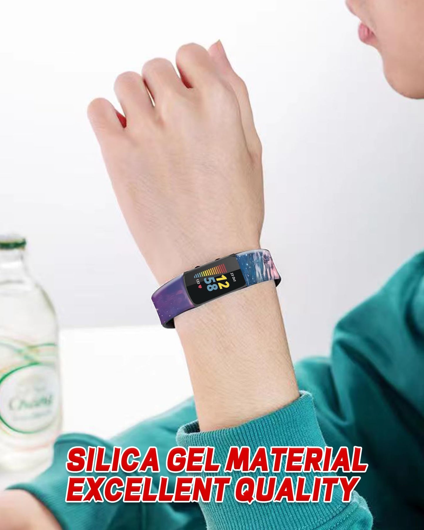 ALTEKO Bands Compatible with Charge 4 / Charge 3 / Charge 3 SE for Women Men, Soft Silicone Sport Replacement Band, Cute Wristbands Strap Fitness Sport Band, Sea Forest