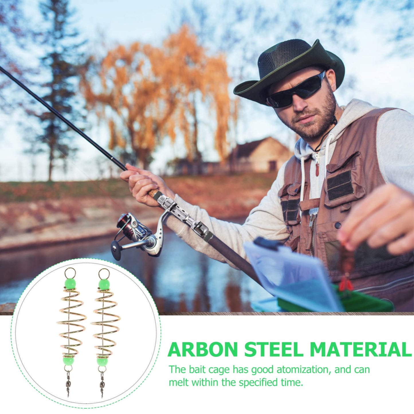 BESPORTBLE 24Pcs Method Feeders Carp Fishing Carp Bait Holder with Luminous Beads, Fishing Equipment for Enthusiasts and Competitors