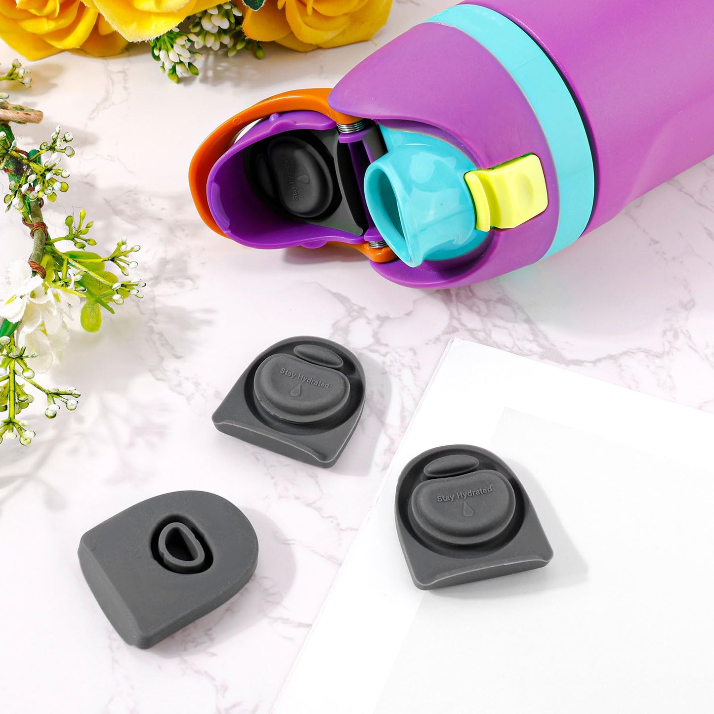 4pcs Replacement Stopper Compatible with Owala FreeSip 24oz 32oz 40oz, BPA-Free Silicone Water Bottle Lid Gaskets Replacement for Owala 16/24/32/40oz Bottle Mouth Cap Stopper Seal Parts Accessories