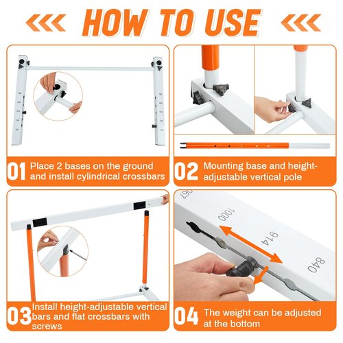 Blulu 2 Pcs Adjustable Track and Field Hurdles Height Sports Training Hurdle with Counterweight Heavy Duty Track and Field Equipment Practice Training from 30 to 42 Inch for Athletes Adults (Orange)