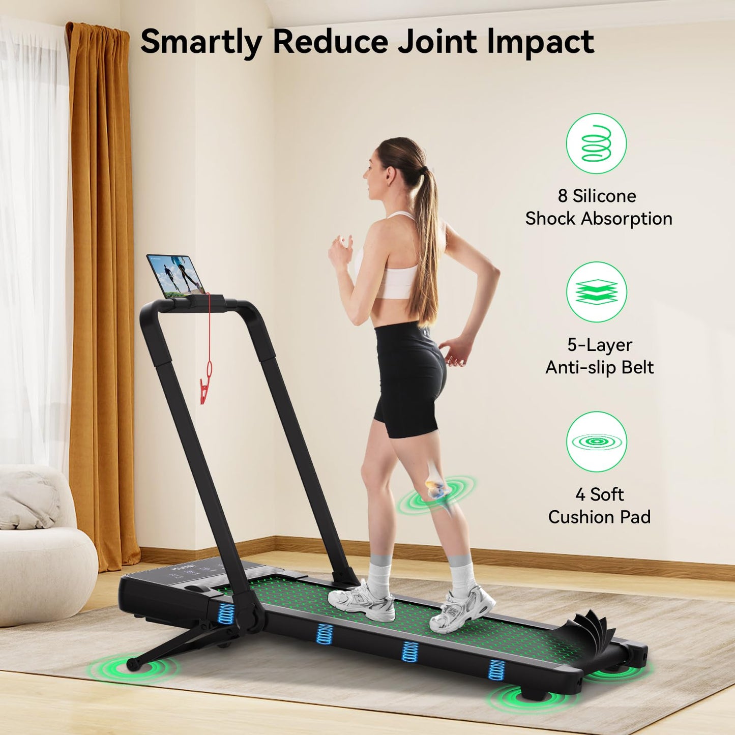 FelFast Walking Pad Treadmill with 15% 9° 8 Level Auto Incline, 2-in-1 Under Desk Foldable w/Remote Control, 12 HIIT Mode, 265 Lbs Max, 7.6 MPH Max, Portable Mini Treadmill for Office Home