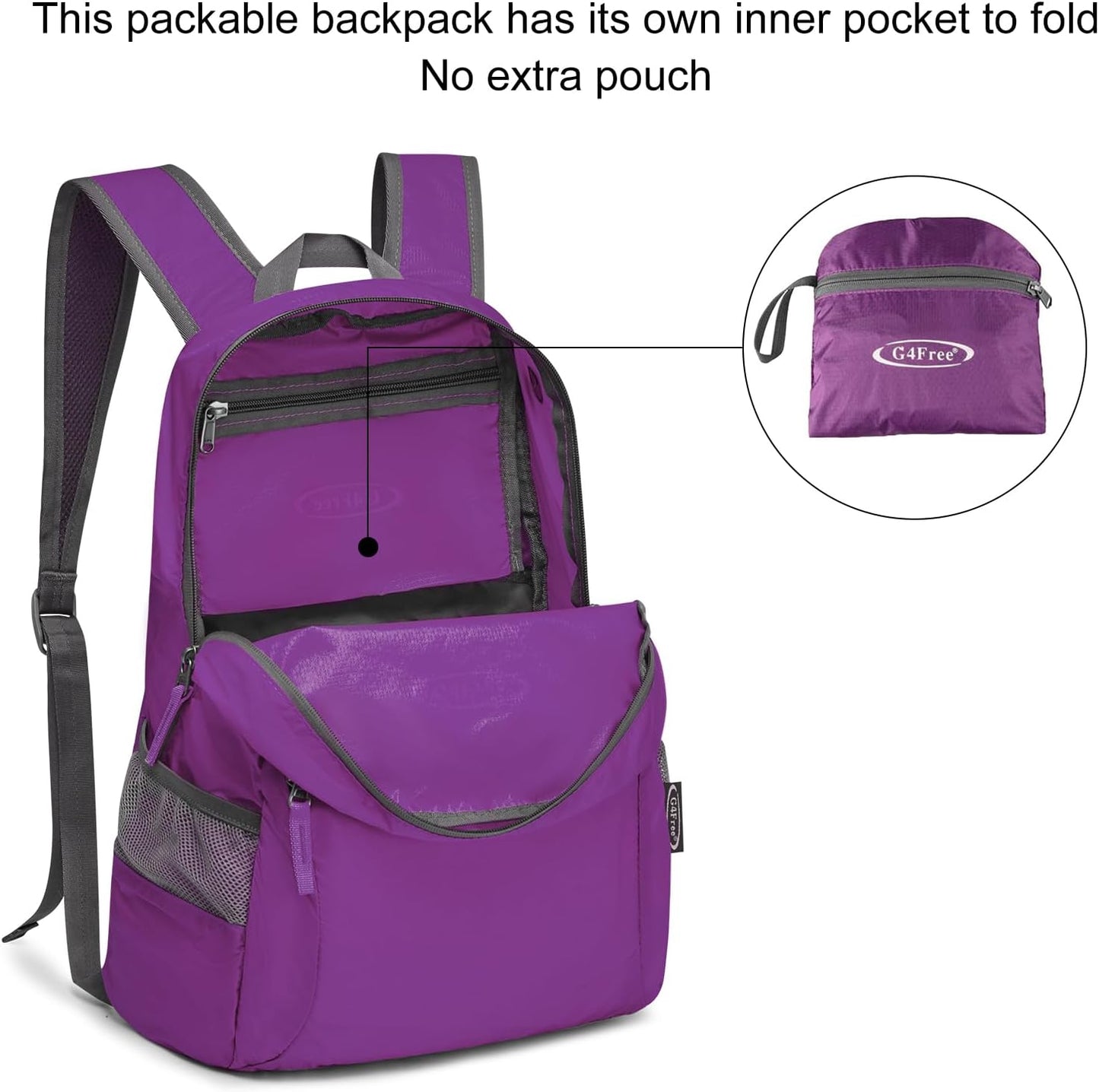 G4Free 20L Lightweight Packable Backpack Travel Hiking Daypack Foldable Backpack for Men Women