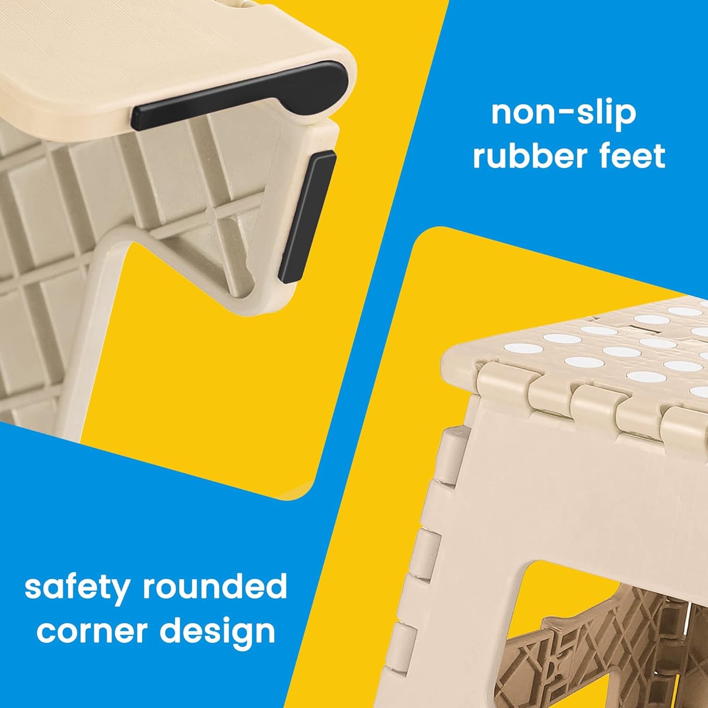 ACSTEP Folding Step Stool Foldable Stool 7.5 Inch Height Kids Step Stool, 300 lb Capacity Plastic Collapsible Stool, Stepping Stool with Handle Black Small Step Stool, Foot Stool Suitable for Kitchen