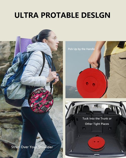 RizzQi Upgraded Collapsible hickened Portable Camping Stool with Adjustable Height and Retractable for Fishing, Hiking, BBQ, Concert Party, Outdoor (Rainbow Red)