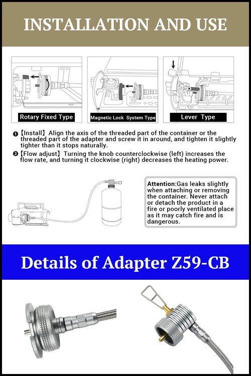 CAMPINGMOON Propane to Butane Adapter Built-in Regulator with Extend Hose 16oz/1Lb Small Propane Tank to Camping Butane Stove Z59-CB