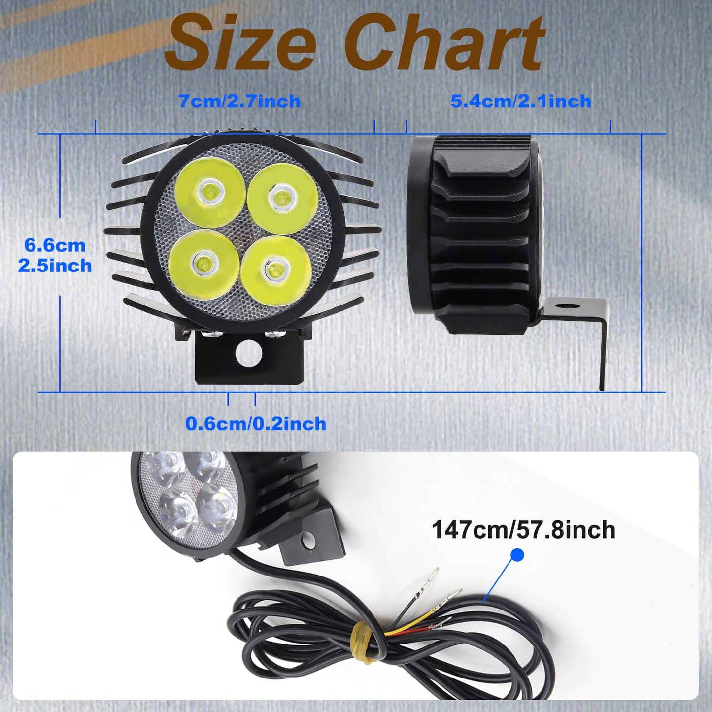 E-Bike Front Lights with Horn for Scooter, 36-60V Alloy Waterproof Lamp 12W Electric Scooter Led Lamp with Bell