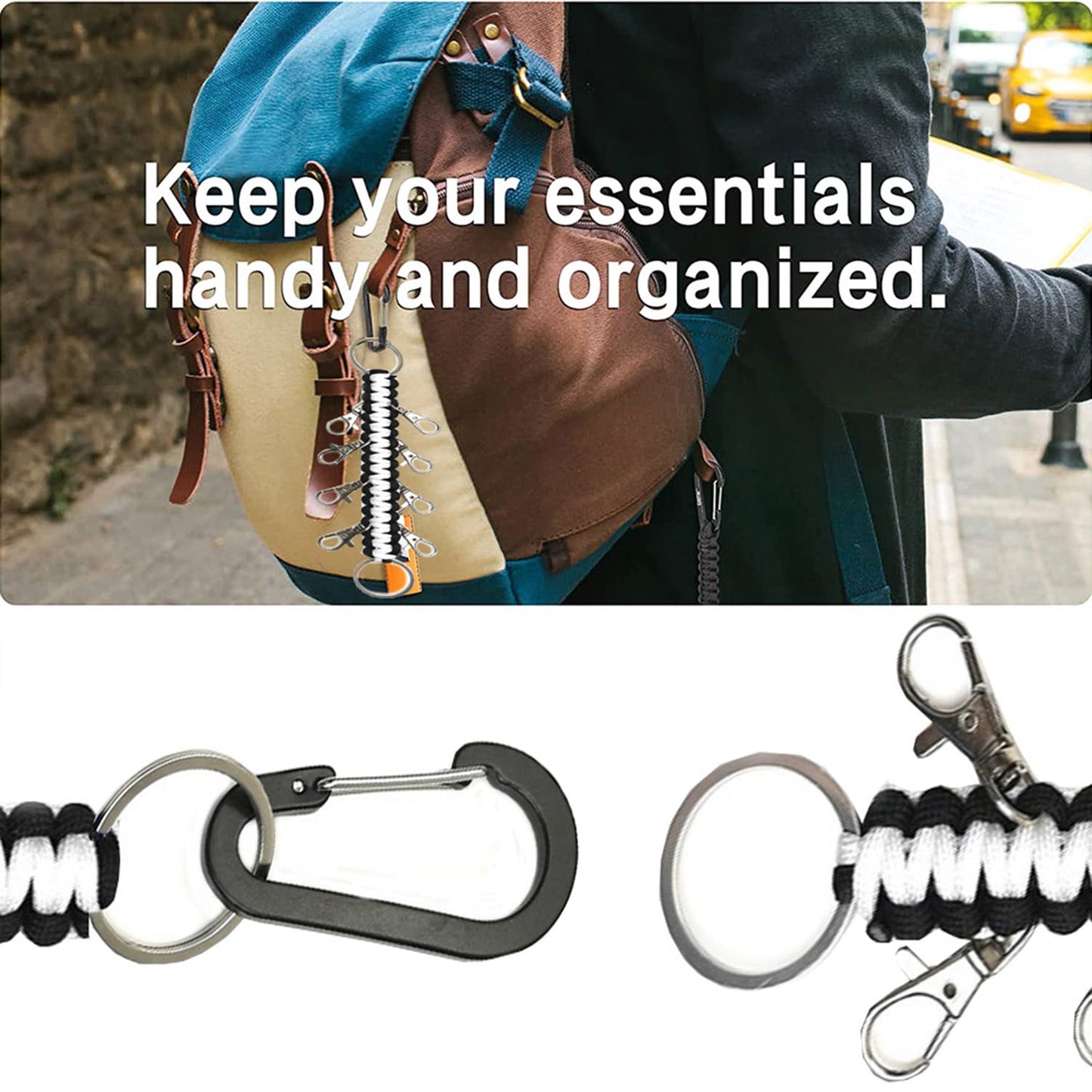 3 Pieces Paracord Cheer Bows Holder Paracord Keychain for Teen Girls High School College Sports