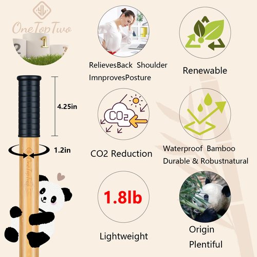 Yoga Stick Bamboo 5ft Long with Soft Ends-Stretching Stick-Workout Stick Exercise Bar-Pilates Stick-Balance Fitness Stick-Yoga Dowel Rod Shoulder Movement- Physiotherapy Stick-Posture Corrector Stick
