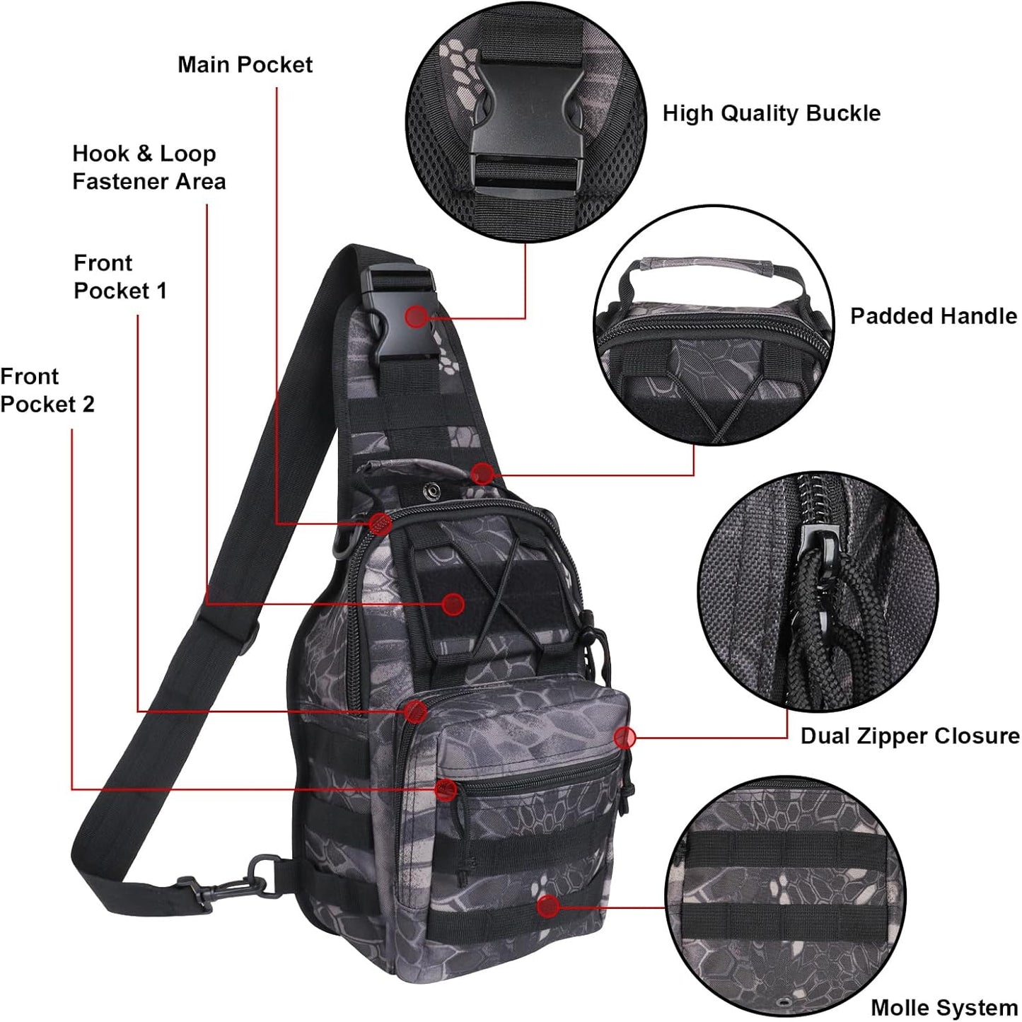 Tactical Waterproof Sling Backpack - Molle Crossbody Chest Bag for Outdoor EDC