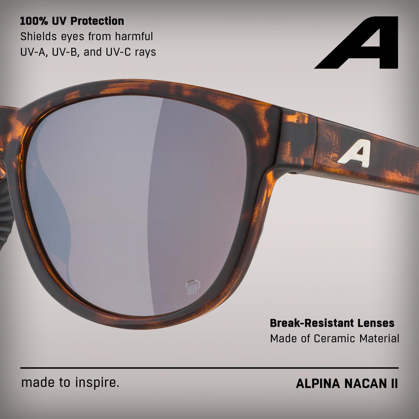 ALPINA NACAN II P - Sunglasses with 100% UV Protection for Adults - Polarized, Mirrored & Shatterproof - Havana Gloss - One Size