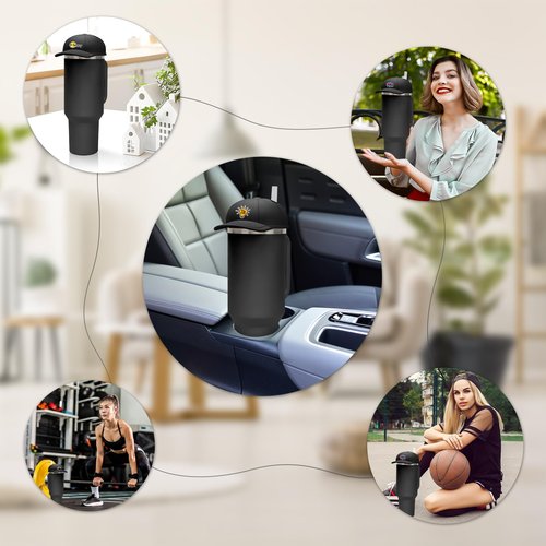 Tizuxa Baseball Cap Dustproof Lid Cover for Stanley Cup, with 7pcs Cap Charms Decorative Dust Covers for 40 Oz Tumbler Silicone Cup Accessories Decoration Case - Black