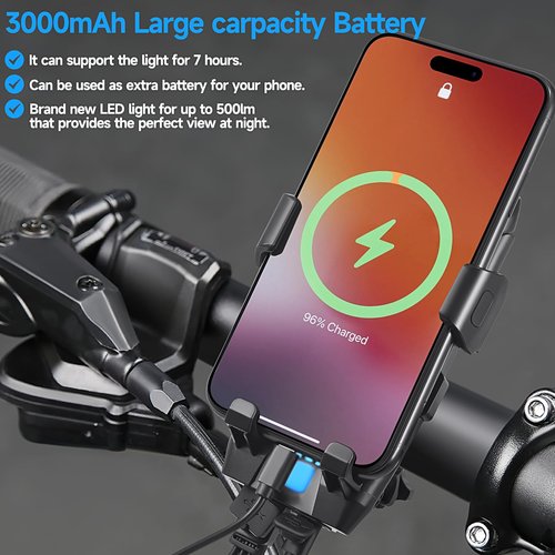 HITASTAR USB Rechargeable Bike Phone Mount LED Bike Headlight with Power Bank 3 Modes Easy to Install Rainproof Cycling Front Lamp Fits All Bicycles Power Bank and Phone Holder