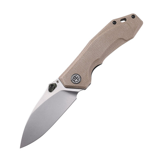 Petrified fish PFP04 Havrog,3.15" K110 Stonewashed Blade, 127g Micarta Handle Liner lock Folding knife (Stonewashed, Khaki)
