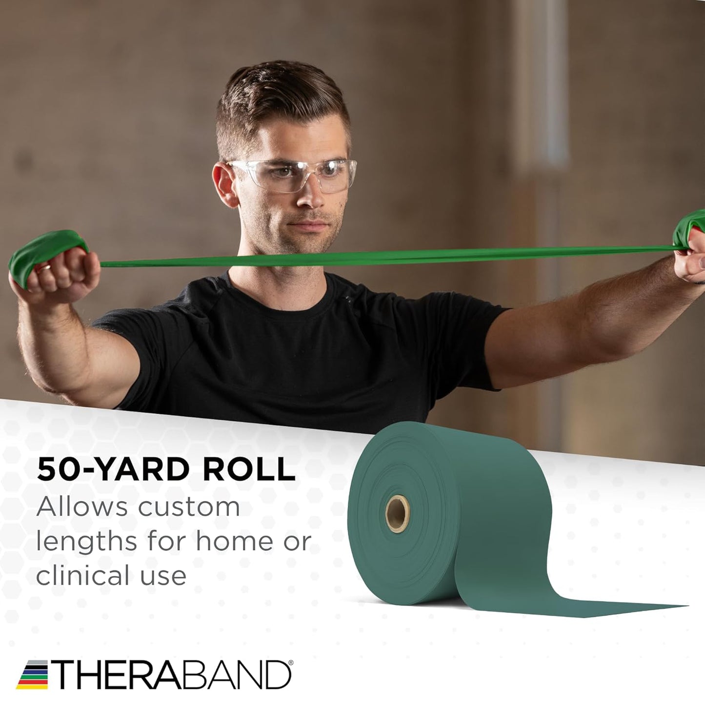 THERABAND Resistance Band, Red, Medium, 50-Yard Roll, Latex-Free, Elastic Band for Exercise, Physical Therapy, Yoga, Pilates, Stretching, Home Workouts, Cut-to-Length, Color-Coded Levels