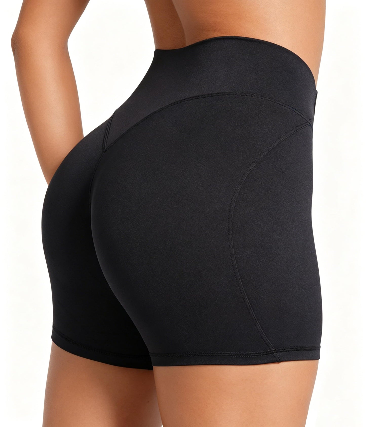 Sunzel No Front Seam Biker Shorts Women 5'' - High Waisted Tummy Control Yoga Shorts, Squat Proof Workout Gym Shorts Black Small