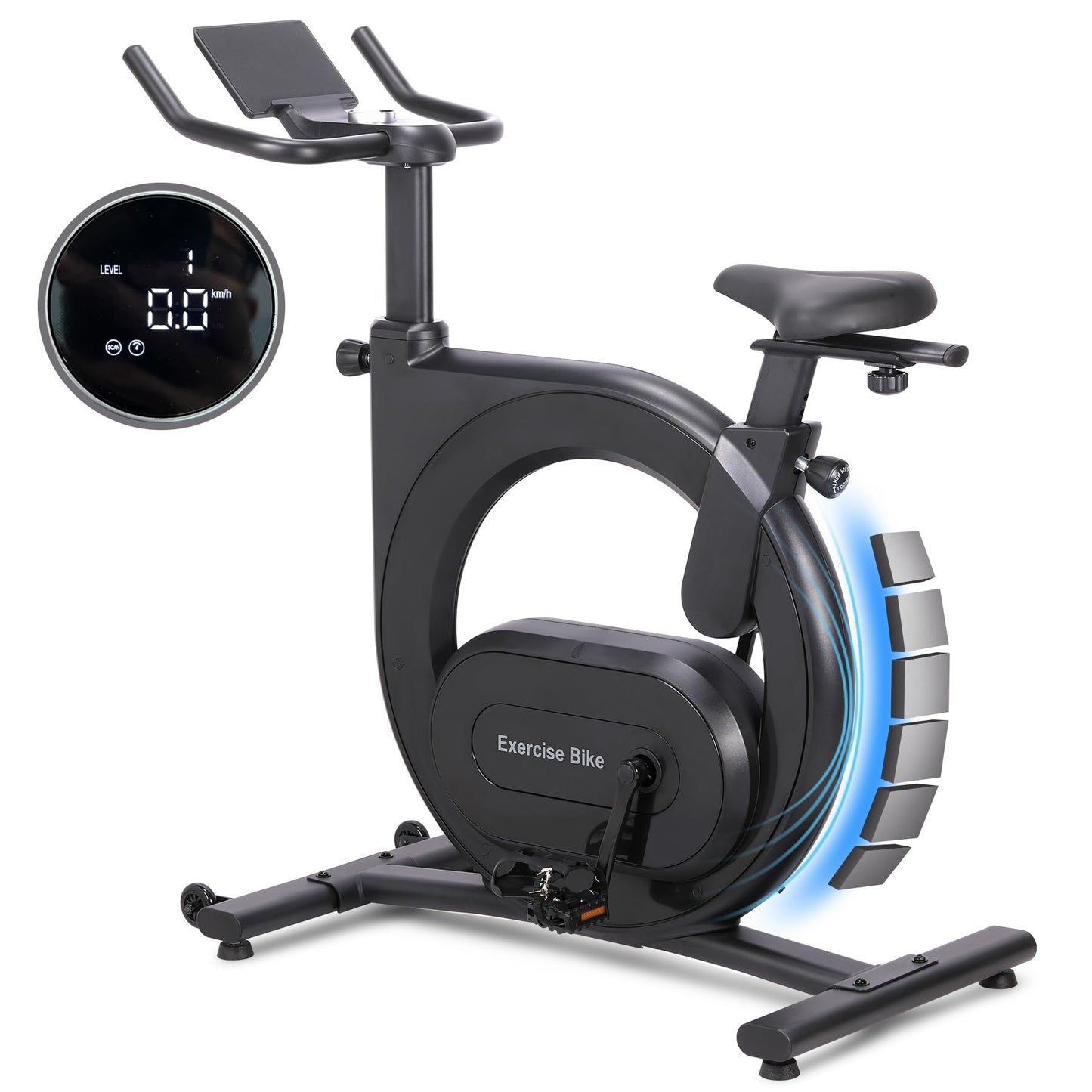 GarveeLife Stationary Bikes for Home,Electromagnetic Control Exercise Bike,Indoor Cycling Bike with Shuttle Smart Knob,Magnetic Resistance/Brake Pad, Low Noise with App, Upgraded Version Seat